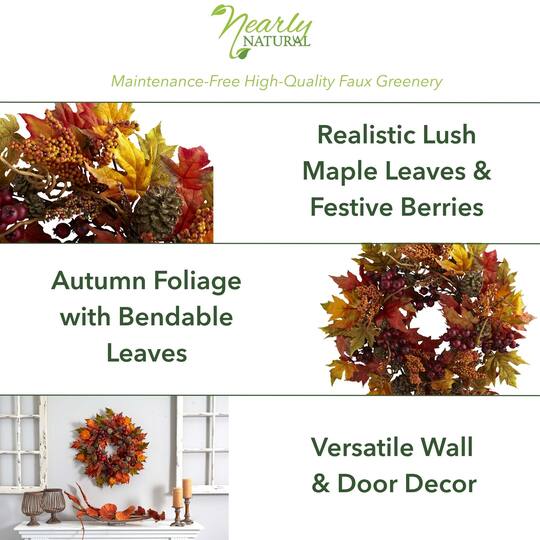 24" Orange & Brown Maple & Berry Wreath